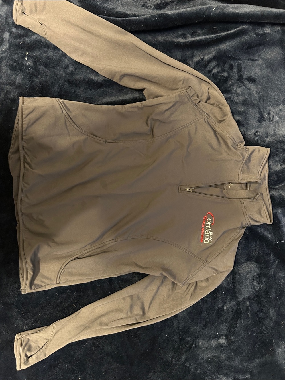 Charcoal Quarter-Zip Performance Jacket- SUNY Cortland Physical Education